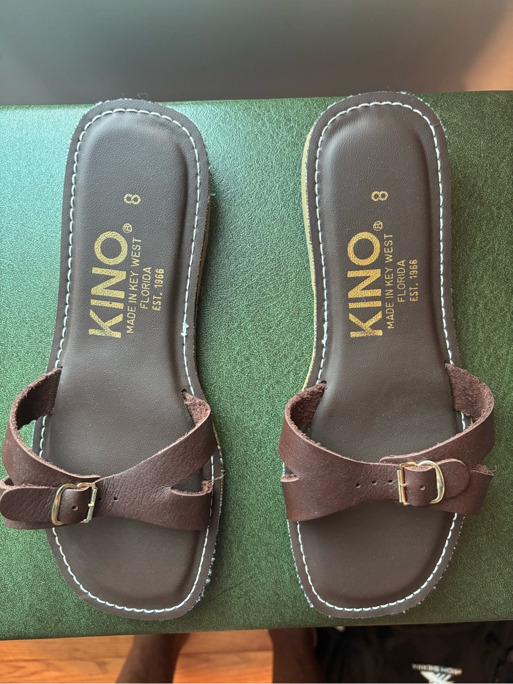 Kino Brown Leather Slip-On Sandals for Women